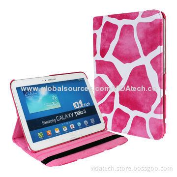 Leather Case for Samsung Galaxy Tab3 P5200, 360-degrees Rotation, w/ Holder, 10.1 Inches,Manufacture